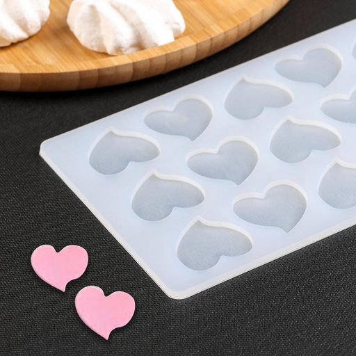 Цена за 2 шт. Форма для шоколада Сердца, силикон, 18 ячеек, 21?11?0.3 см, прозрачная - Simaland фото 2