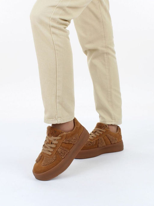 04-P133-2C BROWN Кроссовки демисезонные женские (натуральная замша, байка)