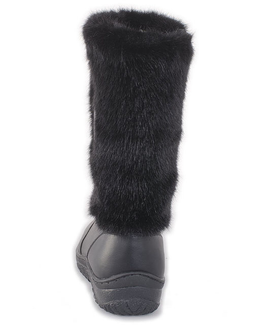 Унты женские на литой подошве. Черные., "Норка" черная. Молния.