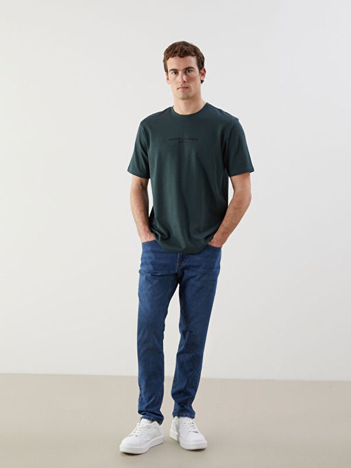 Bisiklet Yaka Bask?l? Erkek Ti??rt