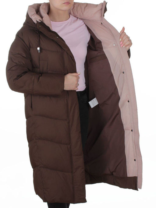 8867 BROWN Пальто зимнее женское (200 гр. холлофайбер)