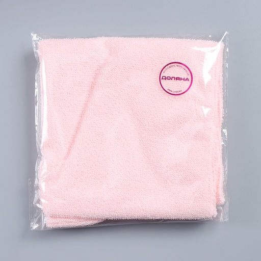 Чалма для сушки волос Доляна, микрофибра, с пуговкой, розовая