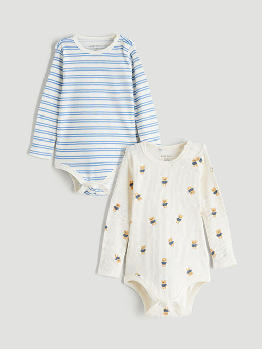 Bisiklet Yaka Erkek Bebek ??t??tl? Bodysuit 2li