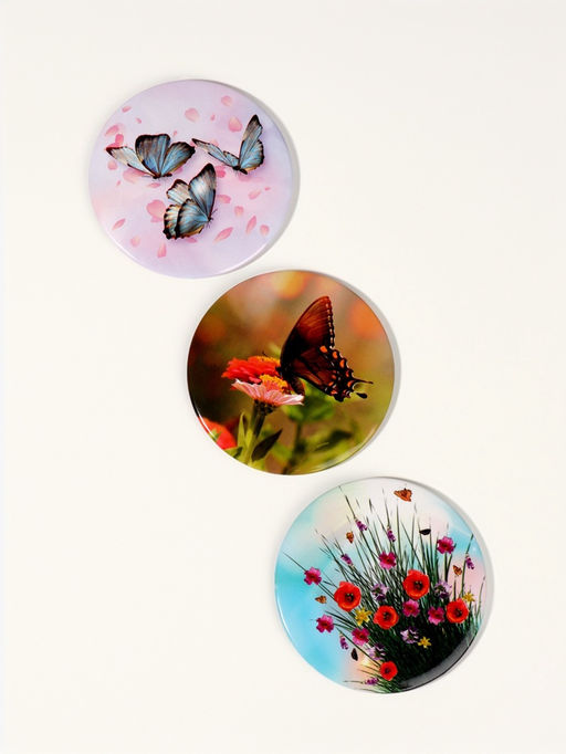 Цена за 2 шт. Зеркало карманное «Бабочки», d=7 см, МИКС
