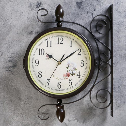 Часы настенные интерьерные «Розы», двусторонние, на подвесе, бесшумные, плавный ход, 30×35 см, циферблат d=19 см