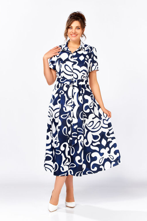 Платье Swallow 844.3 темно-синий в белый принт фото 3