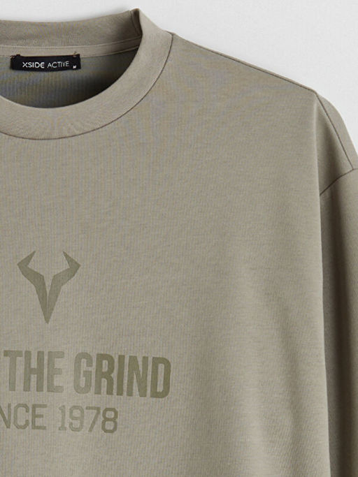 Bisiklet Yaka Bask?l? Erkek Sweatshirt