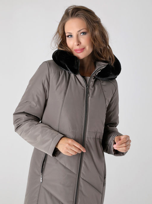 23409 Пальто серый хаки - Dizzyway фото 3