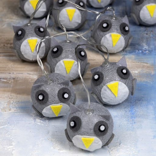 Гирлянда Нить 2 м с насадками Сова, IP20, прозрачная нить, 10 LED, батарейки AAх2 (нет в комплекте), свечение тёплое белое - Luazon lighting фото 3