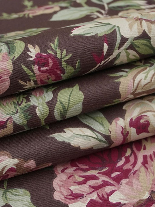 Сатин Античные розы цв.горький шоколад, ш.1.6м, хлопок-100%, 110гр/м.кв - Купава фото 3