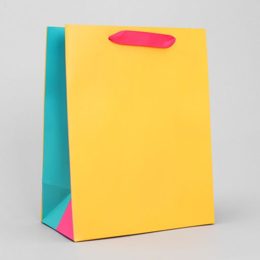 Цена за 2 шт. Пакет подарочный трёхцветный, упаковка, «Жёлтый-розовый-голубой», MS 18×23×10 см