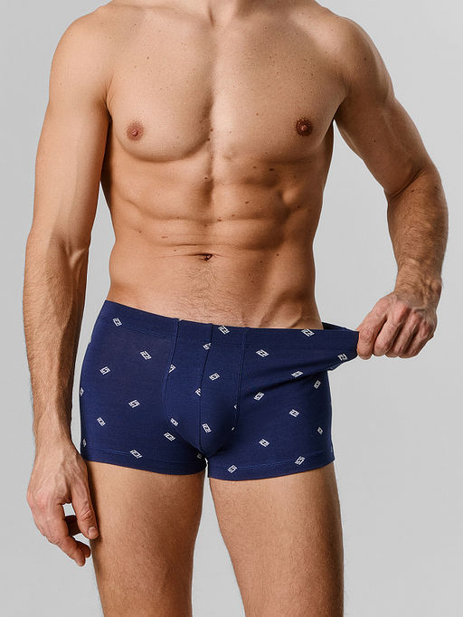 Цена за 2 штуки! Трусы боксеры мужские синие с узором - Mark formelle фото 4