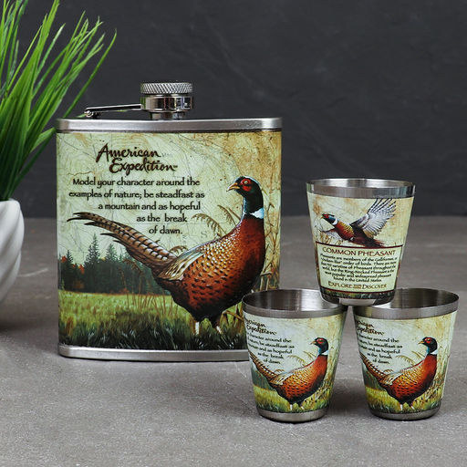 Набор подарочный Книга охотника фляжка 200 мл + 3 стопки / FL-127 /уп 60/