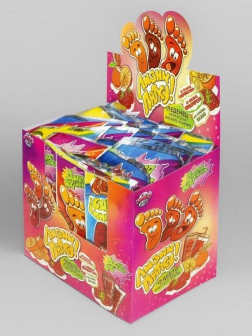 Леденец на палочке с кислой пудрой Лизни пятку, 48 шт.