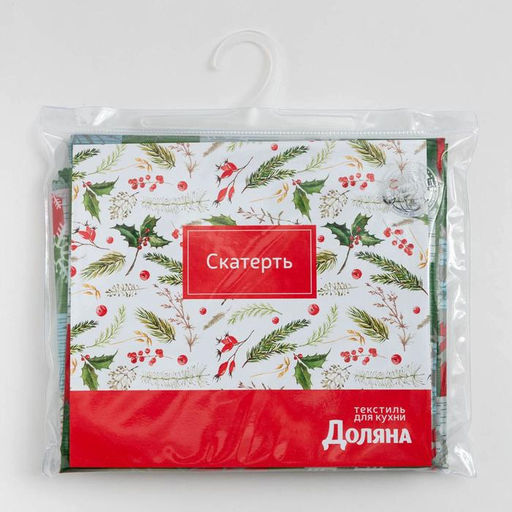 Скатерть новогодняя Доляна Новогодняя мозаика 145*260 +/- 2 см, 100% п/э  фото 2