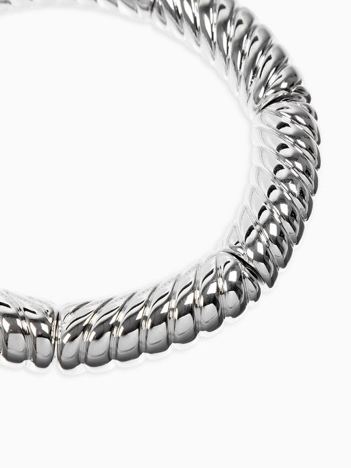 Браслет пластик на резинке "Стиль" резной, цвет серебро