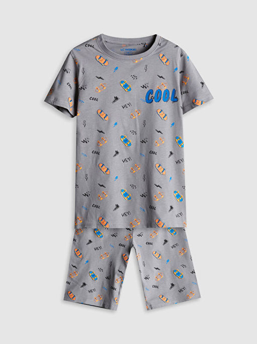 Bisiklet Yaka Erkek ?ocuk ?ortlu Pijama Tak?m?