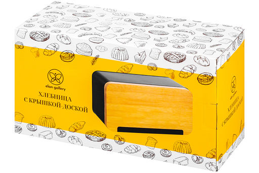 Хлебница 33*13*18 см Черная с бамбуковой крышкой-доской - Elan gallery фото 26