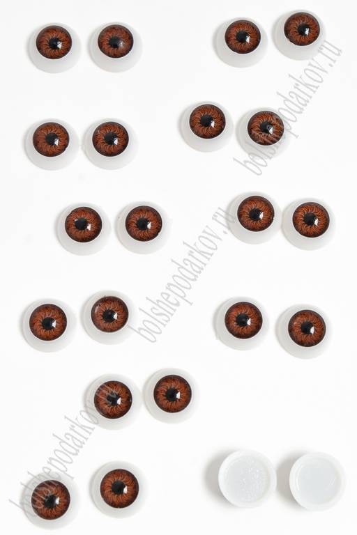 Фурнитура "Глазки объемные, круглые" 12 мм (40 шт) SF-3080, карие №4