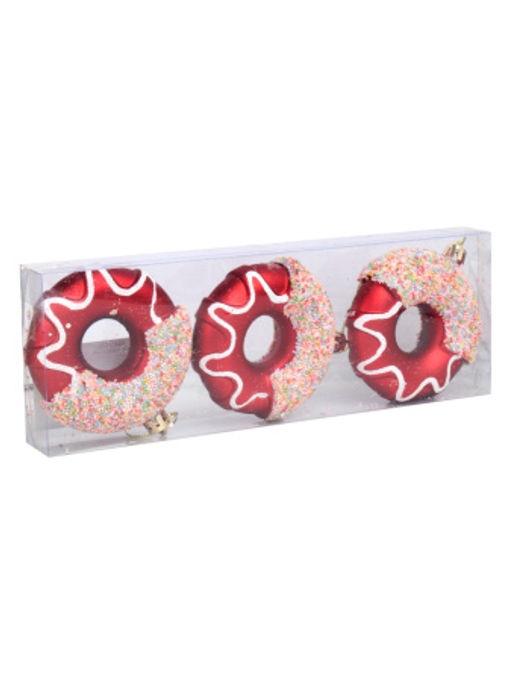 Новогоднее украшение Пончик 3 штуки 8 см / WF-203 /уп 182/ - ГалеонТрейд фото 5