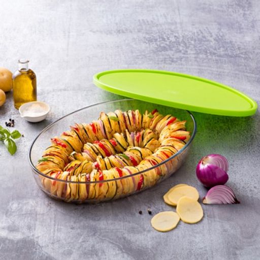 Форма для запекания и выпечки с зеленой крышкой COOK&STORE XL 3л 35х24х6см овальная