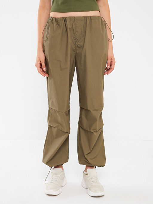 Kad?n Beli Lastikli D?z Para??t Pantolon