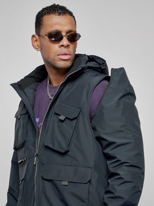 Куртка - жилетка трансформер 2 в 1 мужская зимняя темно-синего цвета 2409TS - Mtforce фото 23