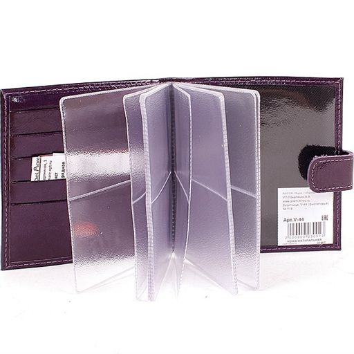 Визитница Premier-V-44 (с хляст, 2х-рядная, 5внут карм, 32карточки) натуральная кожа фиолетовый наплак (118) 105218  фото 2
