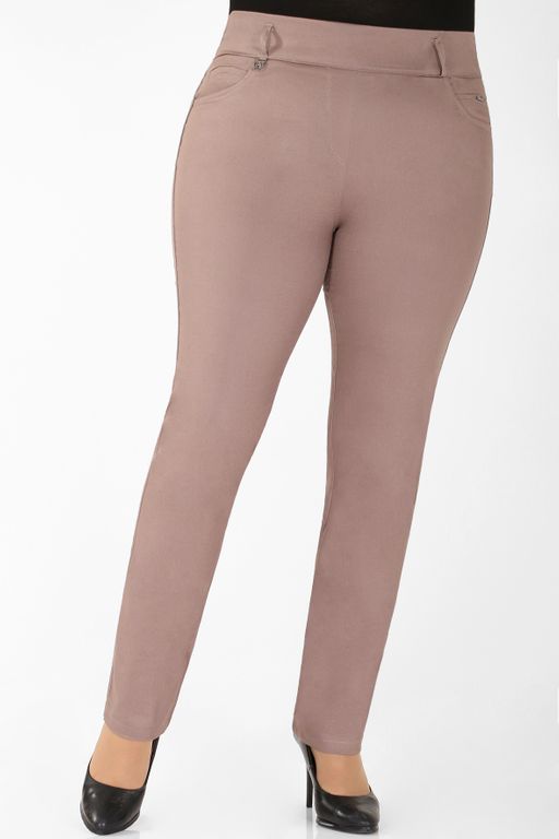 Брюки больших размеров коричневые летние женские - Almond фото 2