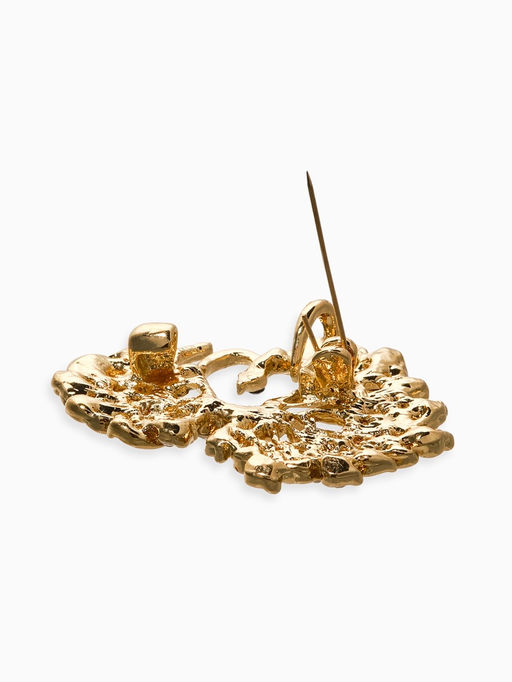 Брошь Лебединая пара, белая в золоте