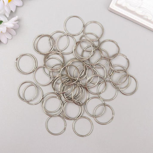 Цена за 100 шт. Основа для брелока кольцо металл, серебро 2×2 см