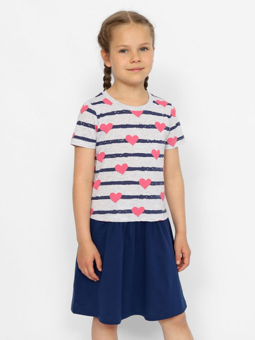 CRB wear/CWKG 63412-11 Платье для девочки,светло-серый меланж/Ex.Cherubino  фото 2