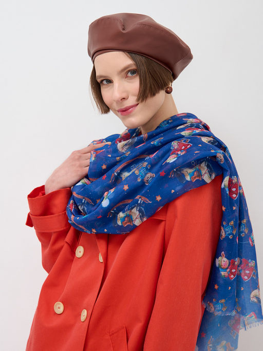 Большой, красивый двусторонний платок с рисунком в стиле арт-декои необычной текстурой ткани - Tantino фото 8