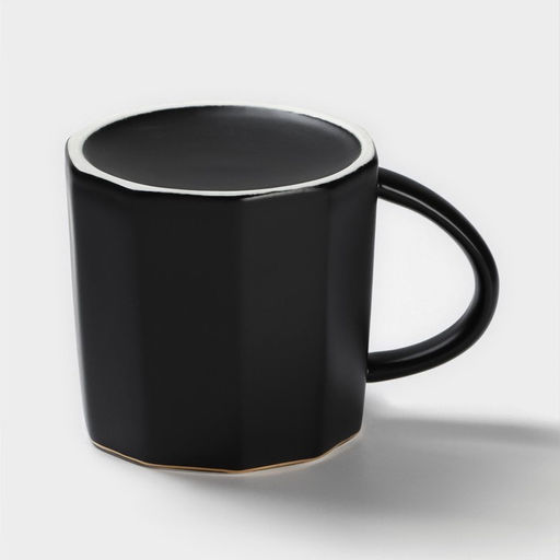Кружка с ложкой Simple, 350 мл, керамика, чёрная