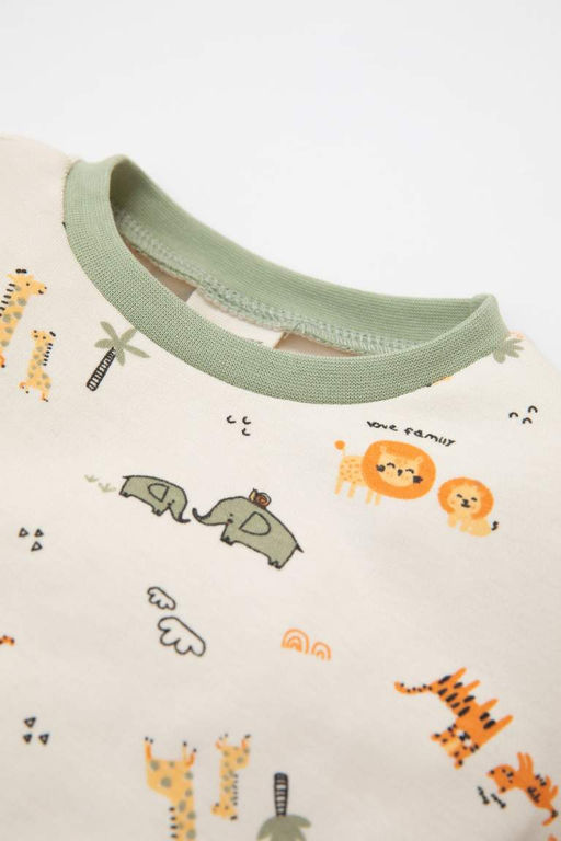 Пижамный комплект с длинными рукавами и рисунком сафари для маленьких мальчиков - Defacto фото 3