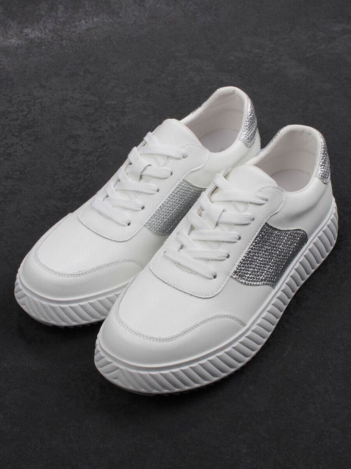 03-A1018-9 WHITE/SILVER Кроссовки женские (натуральная кожа)