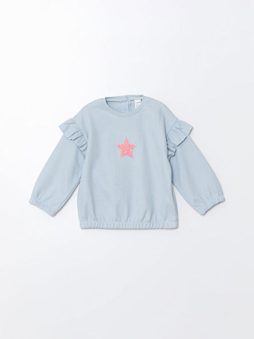 Bisiklet Yaka Uzun Kollu Bask?l? K?z ?ocuk Sweatshirt 2li