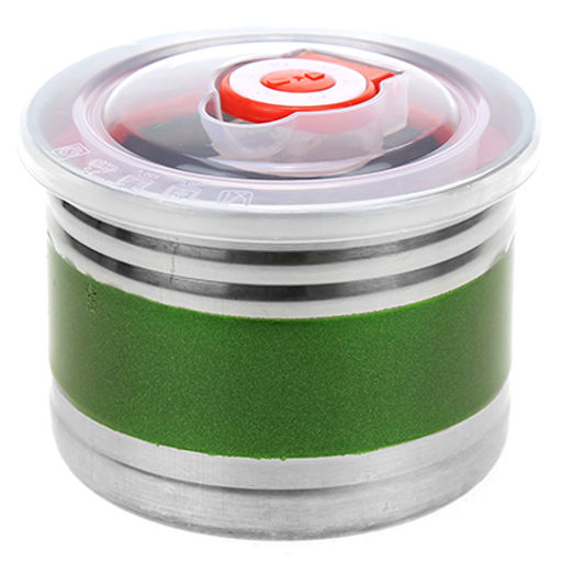 Банка для сыпучих продуктов из нержавеющей стали 0,5л, д10см, h7,5см, цветной корпус зеленый, в коробке (Китай)