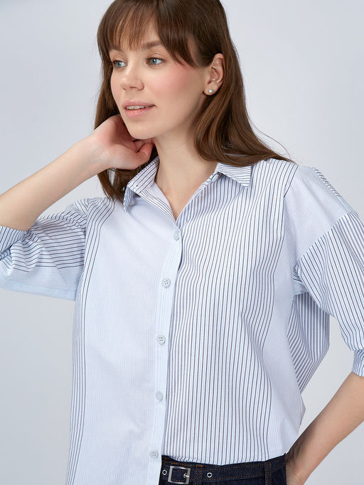 Рубашка полоса OD-918-1 серо-голубая - Tantino фото 13