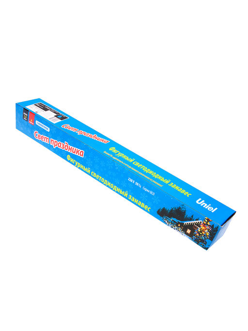 ULD-E1505-336/DTK BLUE IP44 TWISTED METEOR Занавес светодиодный фигурный Звездный дождь, соединяемый. 6 подвесов. 336 светодиодов. Размер 1,5х0,5м. Цвет свечения синий. IP44. Провод прозрачный. Упаковка картон.