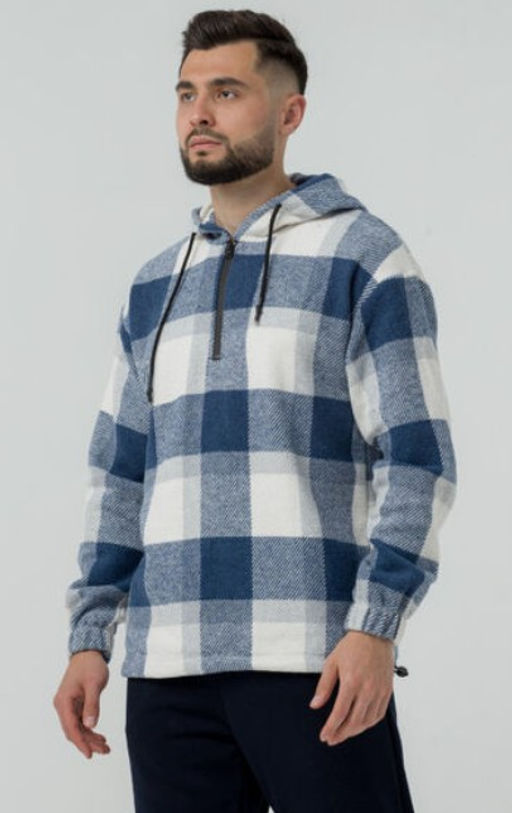 УТЕПЛЕННАЯ Толстовка клетка унисекс, т.синий - Knitka wear фото 14