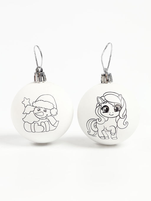 Елочные шары под раскраску «Лошадки» + краски, 2 шт., набор для творчества