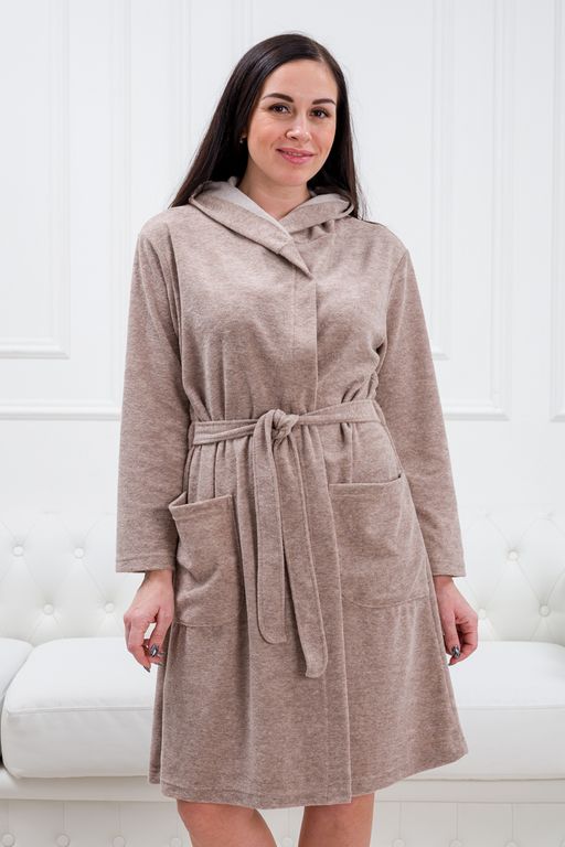 Халат женский из махры Нежность какао с молоком - Амадэль фото 13