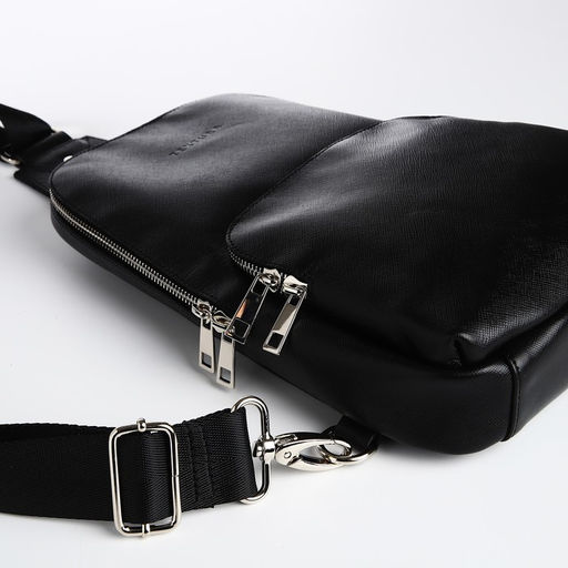 Сумка - слинг TEXTURA, натуральная кожа, цвет чёрный  фото 3
