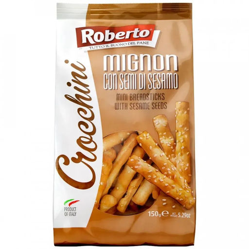 Палочки Хлебные Гриссини Кроккини миньон с кунжутом Roberto 150 г фото 4