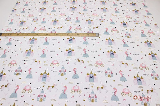 Сатин Юная принцесса - замки, (комп), ш.1.61м, хлопок-100%, 110гр/м.кв - Купава фото 4