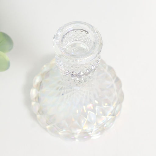 Стеклянный подсвечник на 1 свечу «Женева», d=2.2 см, прозрачный, голография, 10.5×7.7×7.7 см