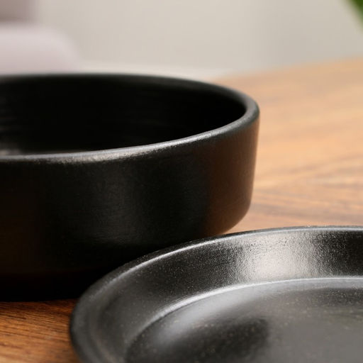 Горшок - бонсайница Огма для кактусов и сукулентов, 1.4 л, d=18 см, h=6.5 см, керамика, с поддоном, чёрный - Simaland фото 3