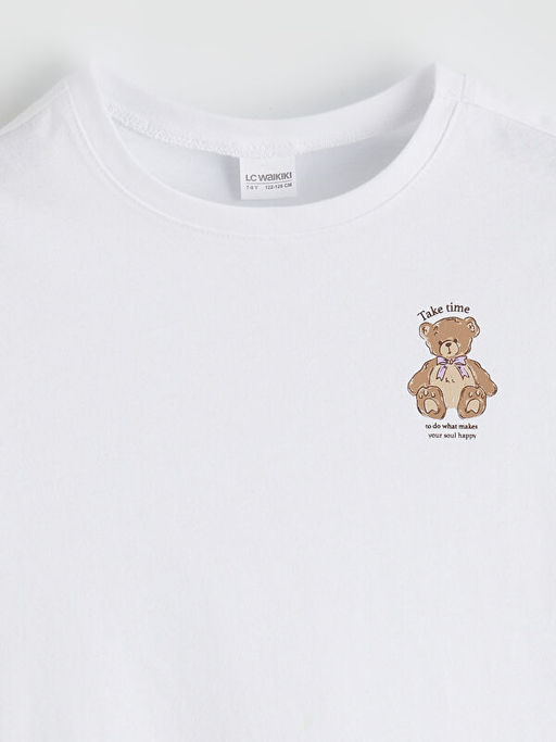 Bisiklet Yaka Bask?l? K?z ?ocuk ?ortlu Pijama Tak?m?