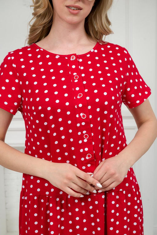 Платье женское из кулирки Кармелита горошек на красном - Амадэль фото 17